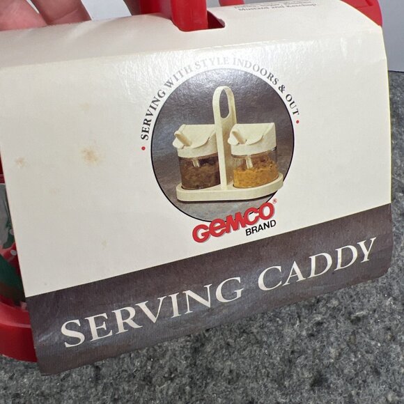Vtg Gemco Holidays Condiment Jelly Jam Sauce Serving Caddy Set Spoon Glass NOS - Picture 10 of 12